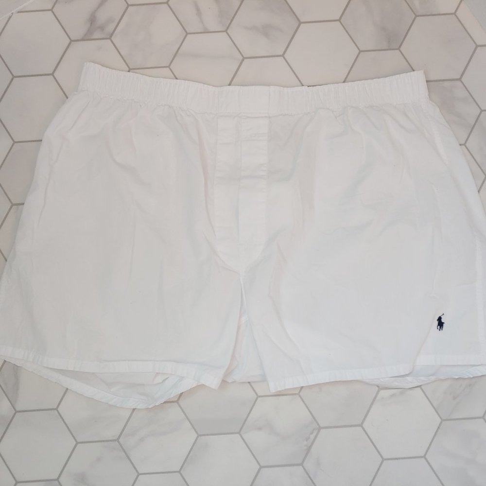 EUC Men's Polo Ralph Lauren 100% Cotton Classic Fit Boxer White Size XL